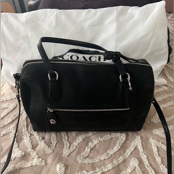 Coach Poppy East/ West Textured Patent Leather Satchel - Picture 11 of 12